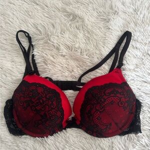 Smart & Sexy Red and Black Lace Bra